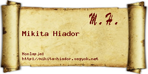 Mikita Hiador névjegykártya